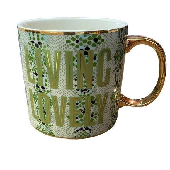 ANTHROPOLOGIE Mug Living Lovely Green/Gold - Picture 1 of 4